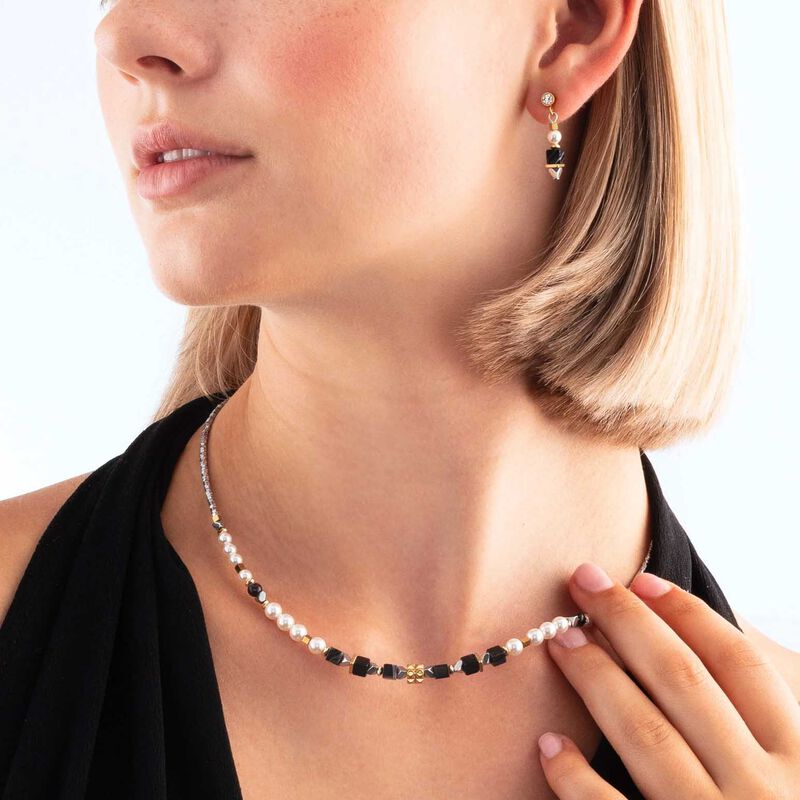 Coeur de Lion Natural Striped Onyx & Gold Necklace image number 1